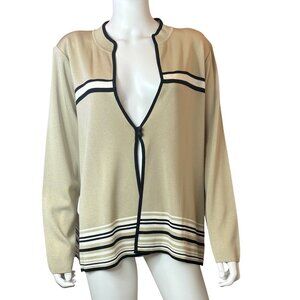 Exclusively Misook Cardigan Womens XL Beige Acrylic Long Sleeve Button Accent